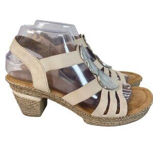 Rieker Woman’s Beige Cream Strappy Open Toes Sandals Euro 39 Size 8